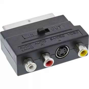 InLine scart-adapter scart-stekker / 3x RCA en S-VHS video in-/uitgang