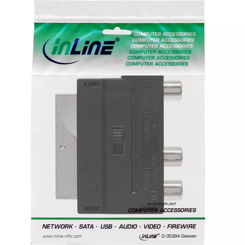 InLine scart-adapter scart-stekker / 3x RCA en S-VHS video in-/uitgang