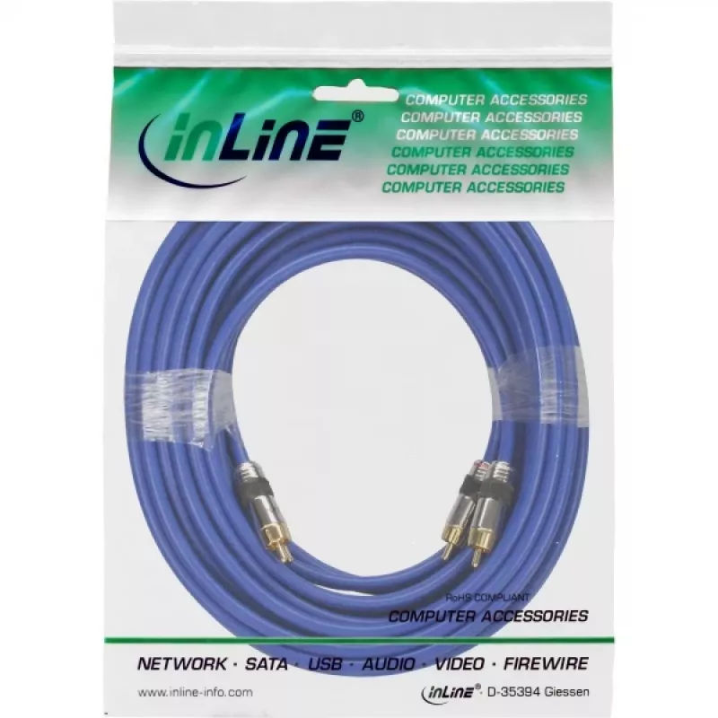 InLine Premium RCA-audiokabel 2x RCA-stekker / stekker verguld 10 m