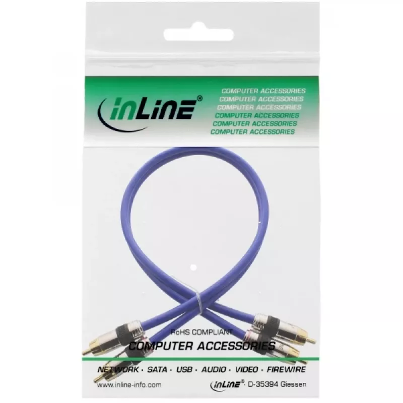 InLine Premium RCA-audiokabel 2x RCA-stekker / stekker verguld 3m