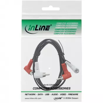 InLine audiokabel 2x cinch M/M haaks 1,2m zwart 89929 Intos