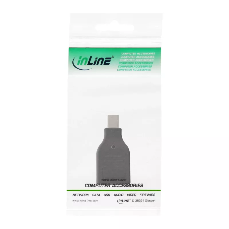 InLine DisplayPort-adapter, mini DisplayPort-stekker / DisplayPort-bus, 4K/60Hz