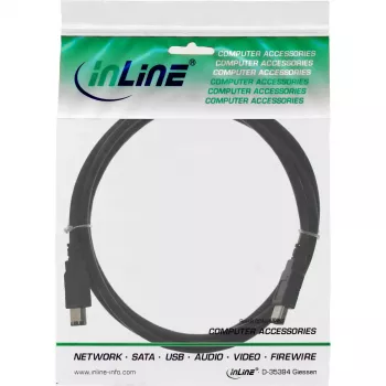 FireWire 400-kabel InLine 34010 10m stekker/stekker zwart