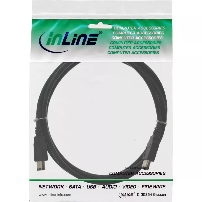 InLine FireWire 400 1394-kabel 6-pins stekker / stekker 1,8 m