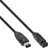 FireWire 400 naar 800 kabel InLine 36901 1m stekker/stekker zwart