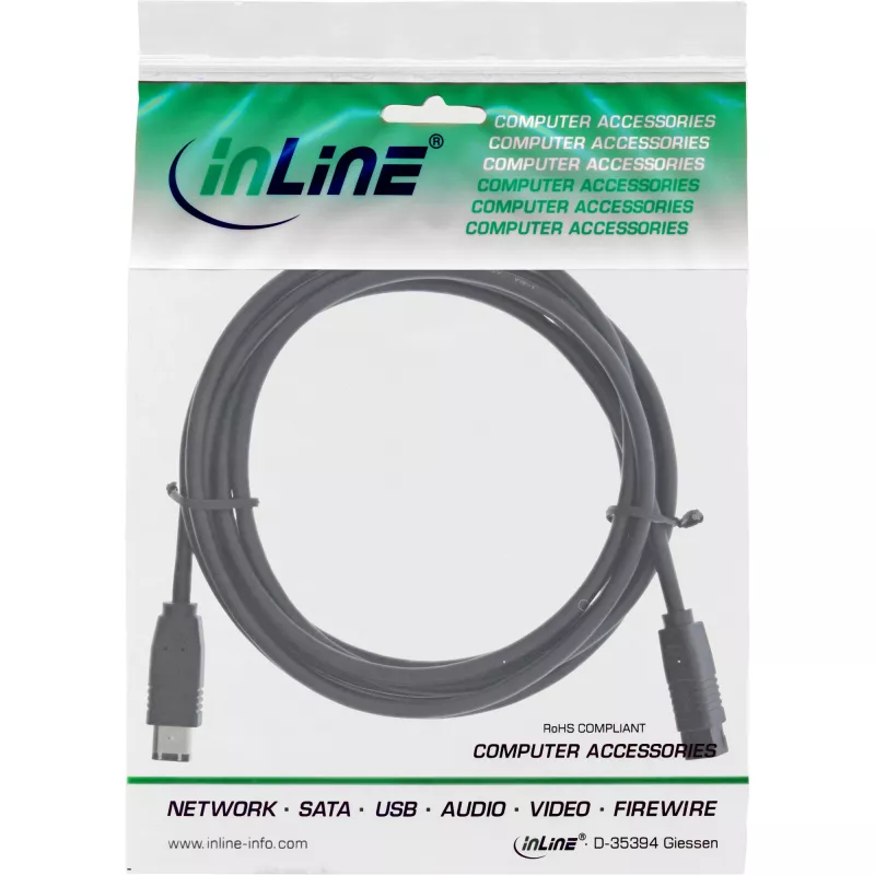 InLine FireWire 400 naar 800 1394b kabel 6 / 9 pin stekker 3m