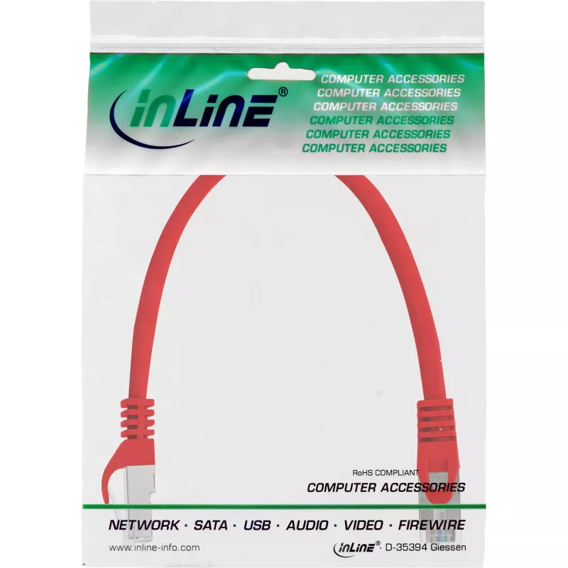 InLine patchkabel SF/UTP Cat.5e rood 0,25 m