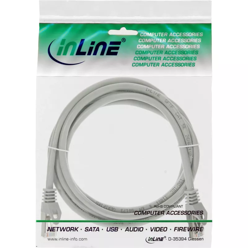 InLine patchkabel SF/UTP Cat.5e grijs 0,5 m