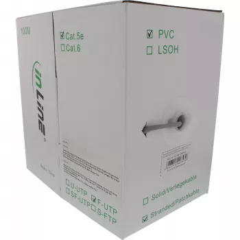 InLine patchkabel F/UTP Cat.5e AWG26 CCA PVC grijs 100m