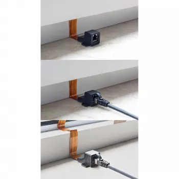 InLine slanke RJ45-kabel voor raam-/deurdoorvoer, 2x RJ45 F/F, 1:1, ongeïsoleerd, 0,3 m