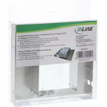 InLine montageset 3x 2,5 inch HDD naar 5,25 inch HDD formaat houders en schroeven