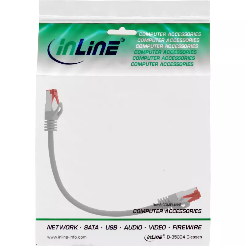 InLine patchkabel S/FTP PiMF Cat.6 250MHz PVC koper grijs 0,3m