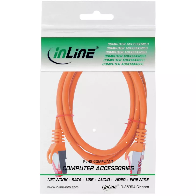 InLine patchkabel S/FTP PiMF Cat.6 250MHz PVC koper oranje 1m