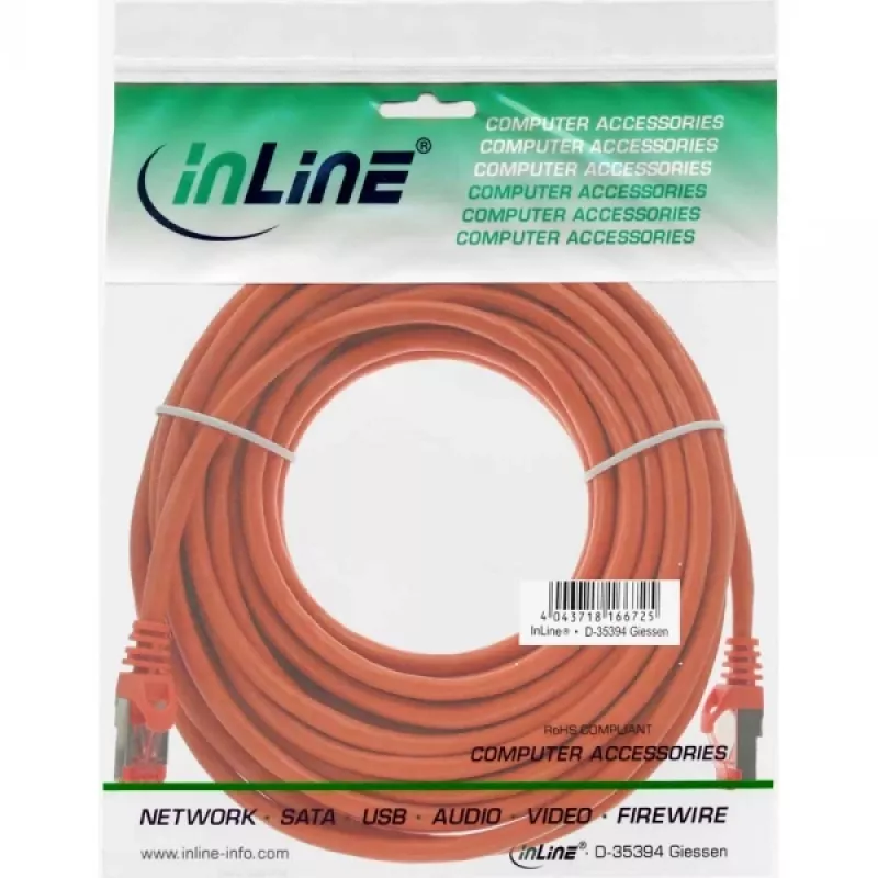 InLine patchkabel S/FTP PiMF Cat.6 250MHz PVC koper oranje 20m