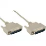 InLine seriële kabel, gegoten, DB25-stekker/stekker, direct, grijs, 2 m
