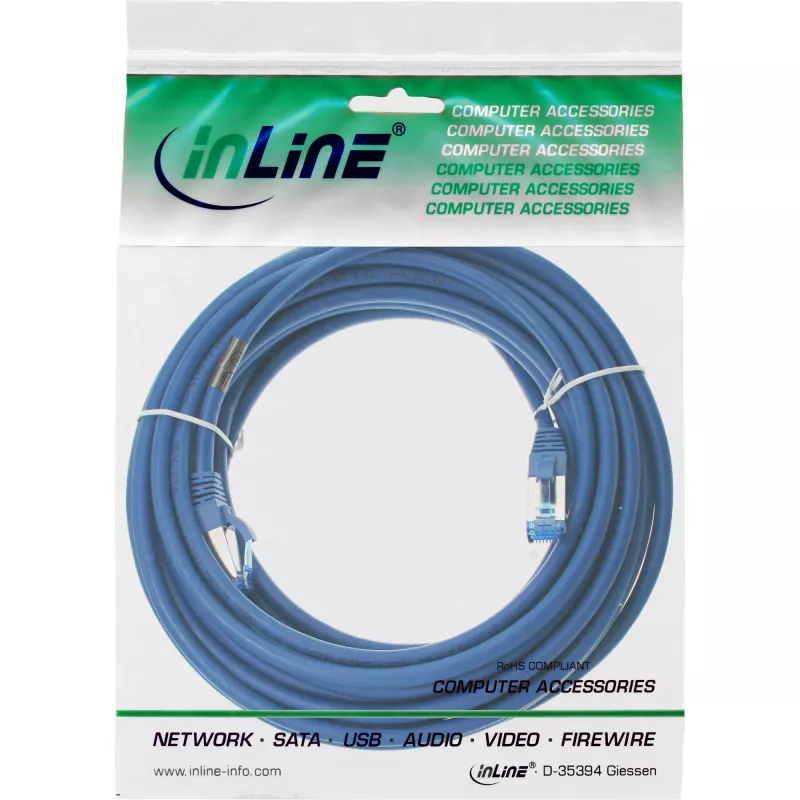 InLine patchkabel S/FTP PiMF Cat.6A halogeenvrij 500 MHz blauw 15 m