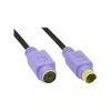 InLine PS/2-kabel, M/F, zwart/paars, vergulde contacten, 2 m