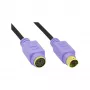 InLine PS/2-kabel, M/F, zwart/paars, vergulde contacten, 2 m