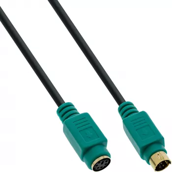 InLine PS/2-kabel, M/F, zwart/groen, vergulde contacten, 2m, zwart, 2 m, PS/2, PS/2, stekker, bus