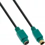 InLine PS/2-kabel, M/F, zwart/groen, vergulde contacten, 2m, zwart, 2 m, PS/2, PS/2, stekker, bus