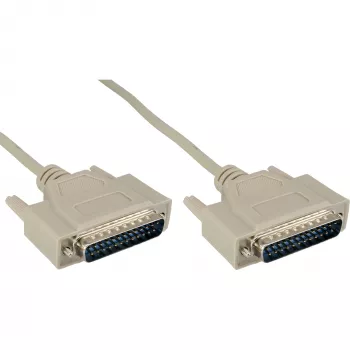 InLine seriële kabel, gegoten, DB25-stekker naar stekker, direct, grijs, 10 m