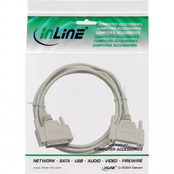 InLine seriële kabel, gegoten, DB25-stekker / bus, direct, grijs, 10 m
