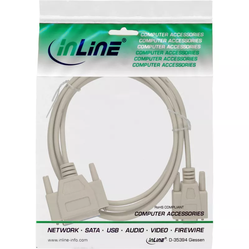 Nullmodem-kabel InLine DB9-bus / DB25-bus 2m beige
