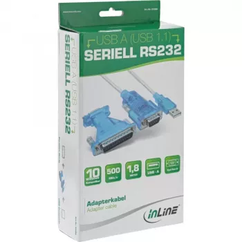 InLine USB-naar-serieel adapterkabel USB Type-A stekker / DB9 stekker 1,8 m