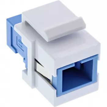 Keystone snap-in glasvezeladapter InLine SC–SC simplex SM met keramische huls, plat, wit