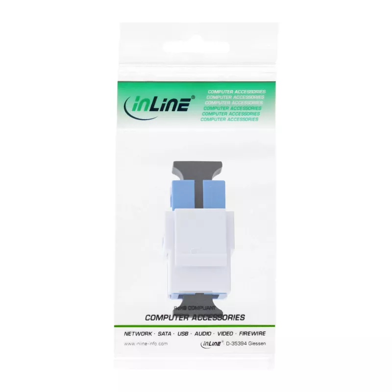 Keystone snap-in glasvezeladapter InLine SC–SC simplex SM met keramische huls, plat, wit