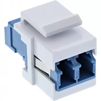 InLine FO keystone snap-in adapter wit, duplex LC/LC, SM, keramische huls, blauw