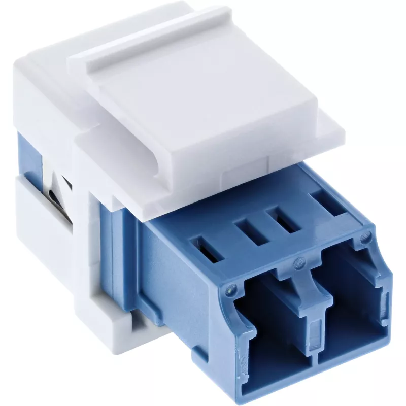InLine FO keystone snap-in adapter wit, duplex LC/LC, SM, keramische huls, blauw