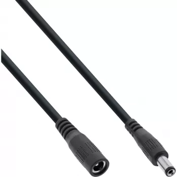 InLine DC-verlengkabel, DC-stekker/bus 5,5x2,1mm, AWG 18, zwart 0,5m