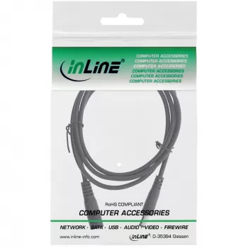 InLine DC-verlengkabel, DC-stekker/bus 5,5x2,1mm, AWG 18, zwart 0,5m
