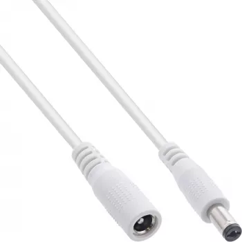 InLine DC-verlengkabel, DC-stekker/bus 5,5x2,5mm, AWG 18, wit 2m