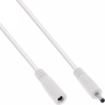 InLine DC-verlengkabel, DC-stekker/bus 3,5x1,35mm, AWG 18, wit 3m