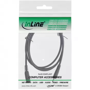 InLine DC-verlengkabel, DC-stekker/bus 4,0x1,7mm, AWG 18, zwart 1m