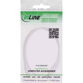 InLine DC-verlengkabel, DC-stekker/bus 5,5x2,5mm, AWG 18, wit 0,5m