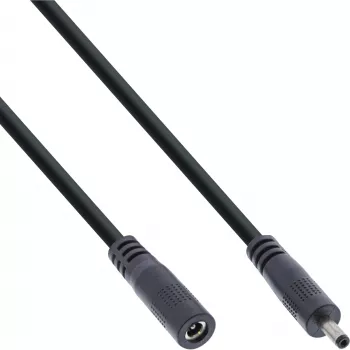 InLine DC-verlengkabel, DC-stekker/bus 3,5x1,35mm, AWG 18, zwart 3m