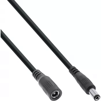 InLine DC-verlengkabel, DC-stekker/bus 5,5x2,5mm, AWG 18, zwart 5m