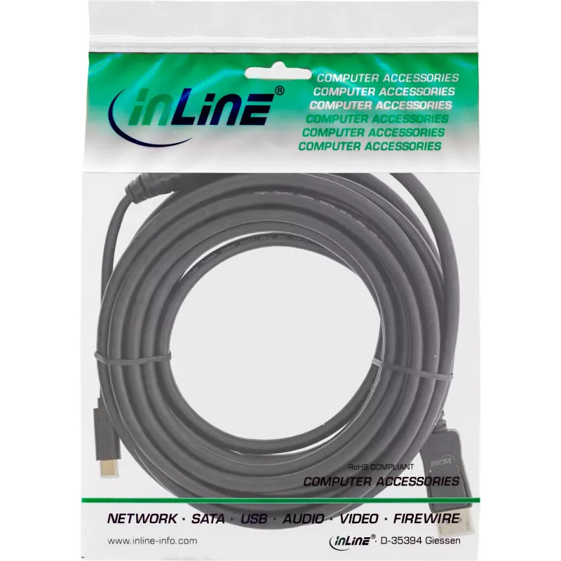 InLine USB-displaykabel, USB-C stekker naar DisplayPort stekker, 7,5 m
