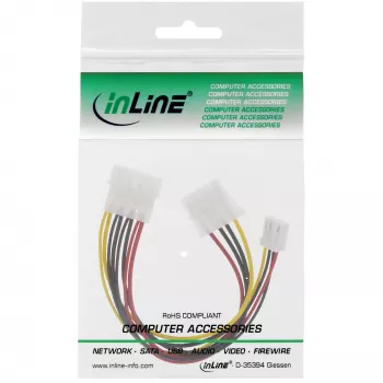 InLine interne Y-stroomkabel 1x 5,25 inch Molex / 1x 5,25 inch Molex + 1x 3,5 inch Floppy