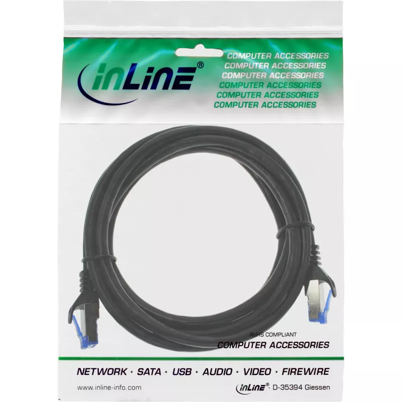 InLine patchkabel, Cat.6A, S/FTP, PE outdoor, zwart, 1,5 m