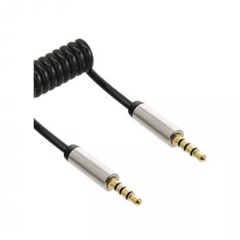 InLine slanke audio spiraalkabel 3,5 mm stekker / stekker 4-polig stereo 1 m