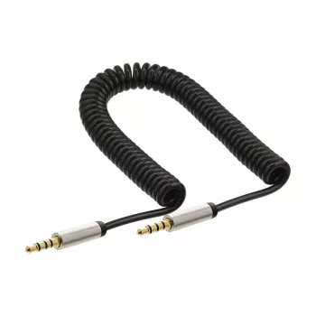 InLine slanke audio spiraalkabel 3,5 mm stekker / stekker 4-polig stereo 1 m