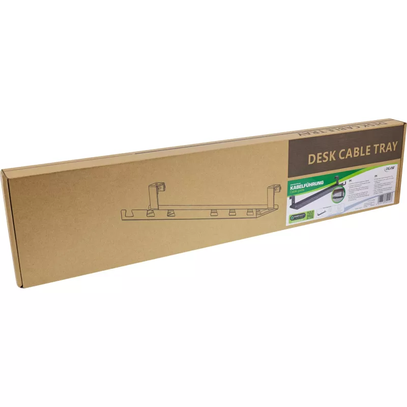 Kabelgoot/-bak voor montage onder het bureau InLine 131×590×74 mm, zwart