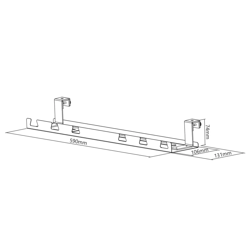 Kabelgoot voor montage onder het bureau InLine 131×590×74 mm grijs