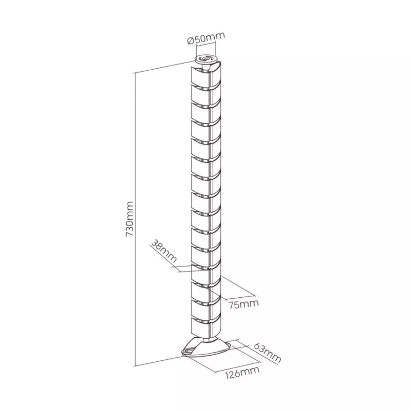 InLine kabelgeleiding flexibel, verticaal voor tafels, 2 kamers, 0,80 m zilver