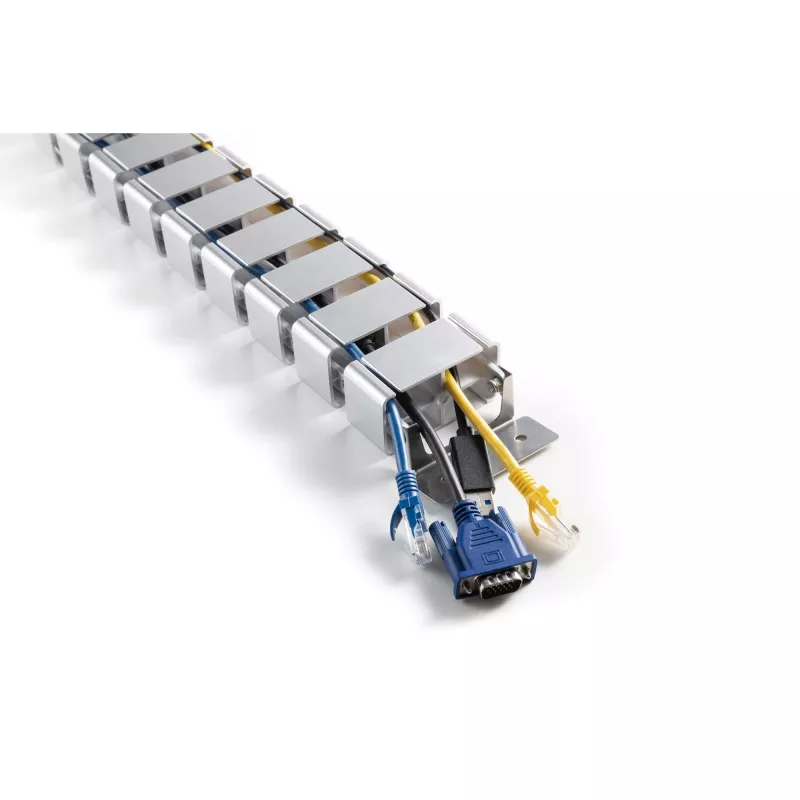 InLine 59996B flexibele kabelgoot voor in hoogte verstelbare tafels, 4 kamers, 68x36 mm, 1,28 m, grijs
