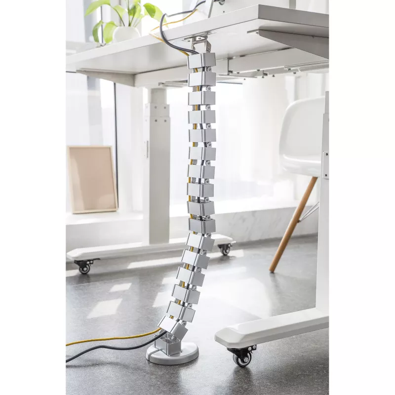 InLine 59996B flexibele kabelgoot voor in hoogte verstelbare tafels, 4 kamers, 68x36 mm, 1,28 m, grijs